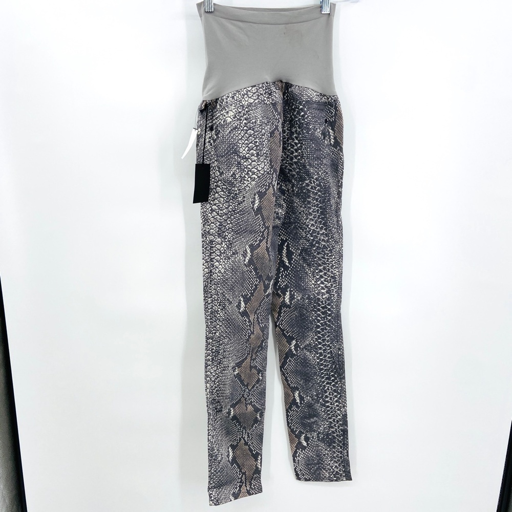 NWT GENETIC Stem Gray White Snakeskin Animal Print Maternity Skinny Pants - Picture 3 of 6